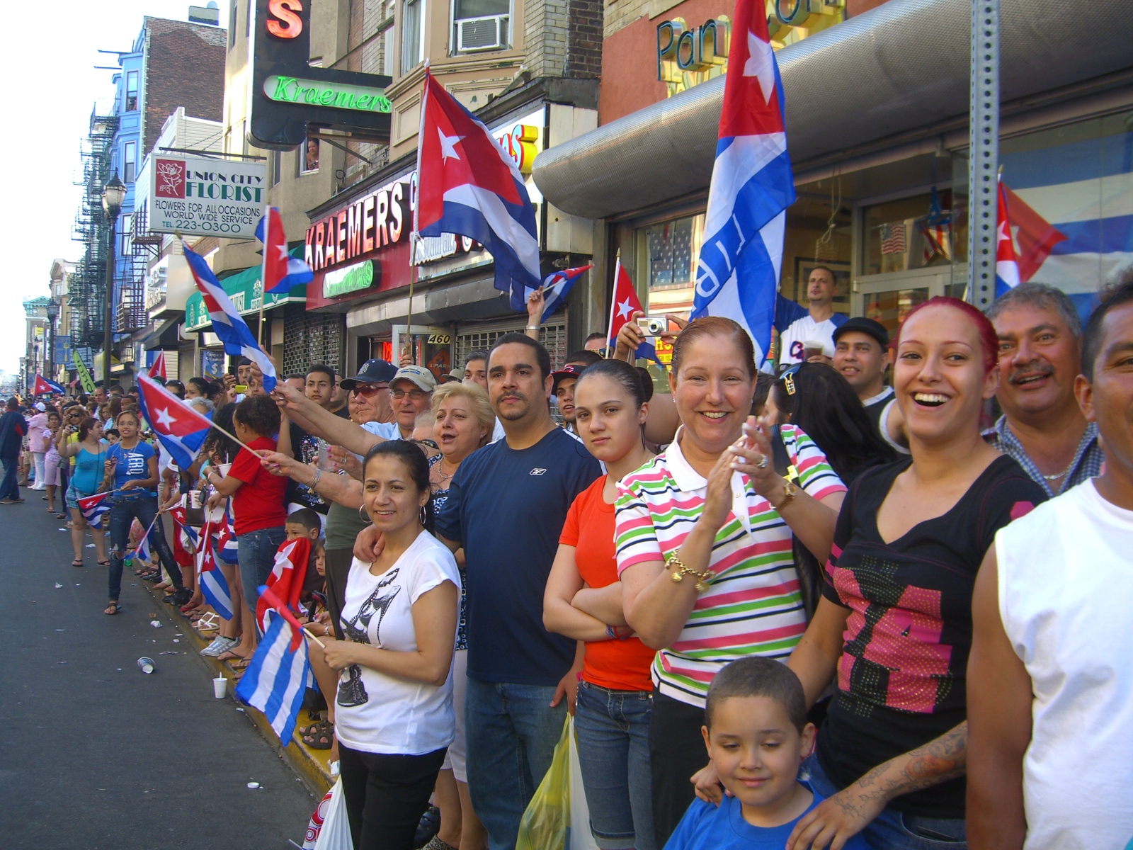 People celebrating a Cuban Day Parade