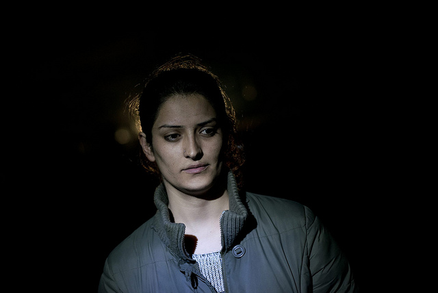 Woman in refugee camp