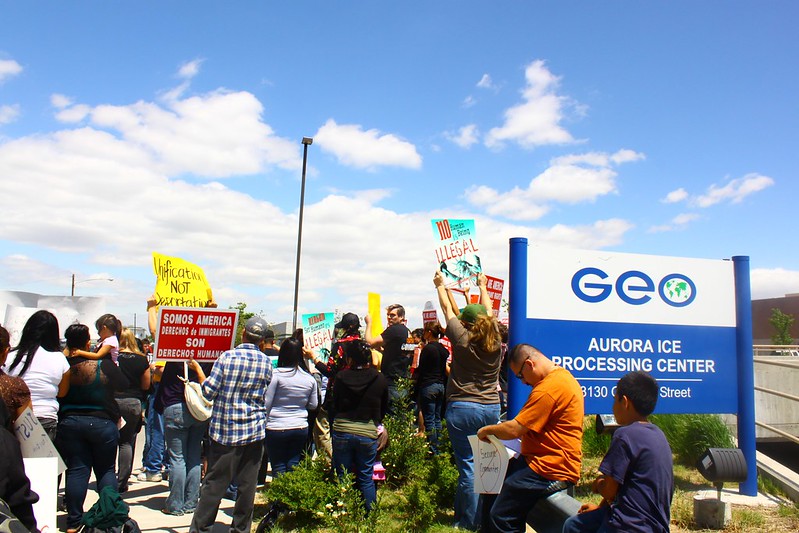 Protesters outside GEO Group detention facility