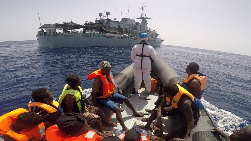 Migrants on a boat