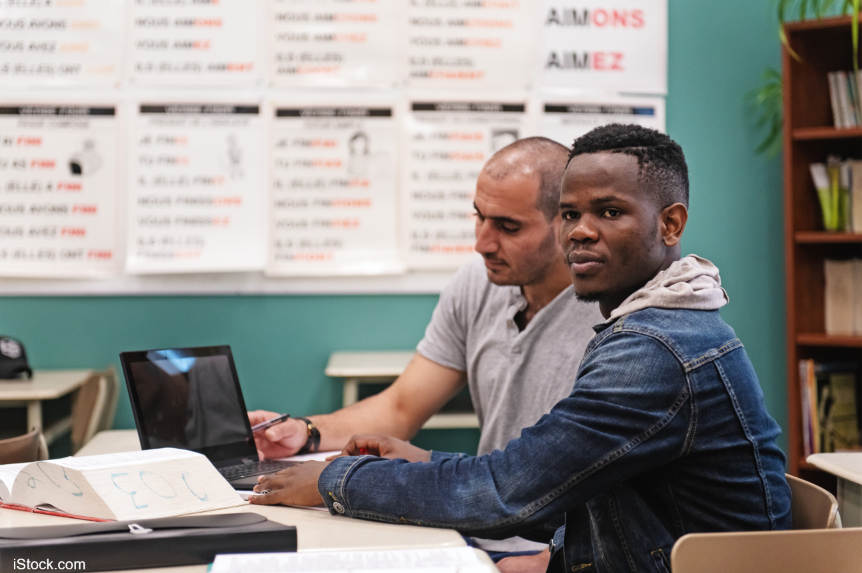 Immigrants in a classroom