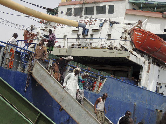 Somali migrants disembarking.