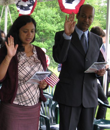 People at an annual July 4 citizenship ceremony