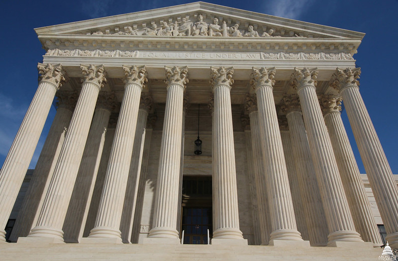 The U.S. Supreme Court building's west entrance