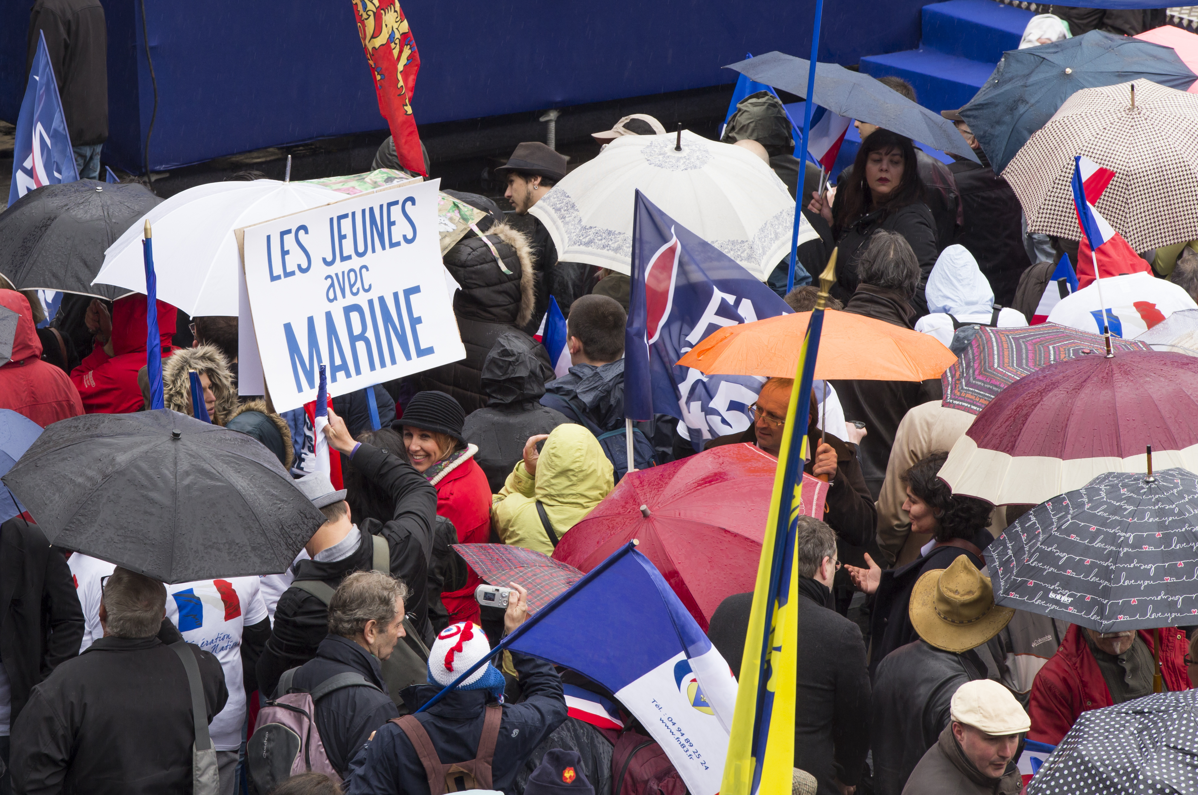 People in France rally for far-right politician Marine Le Pen on May Day.