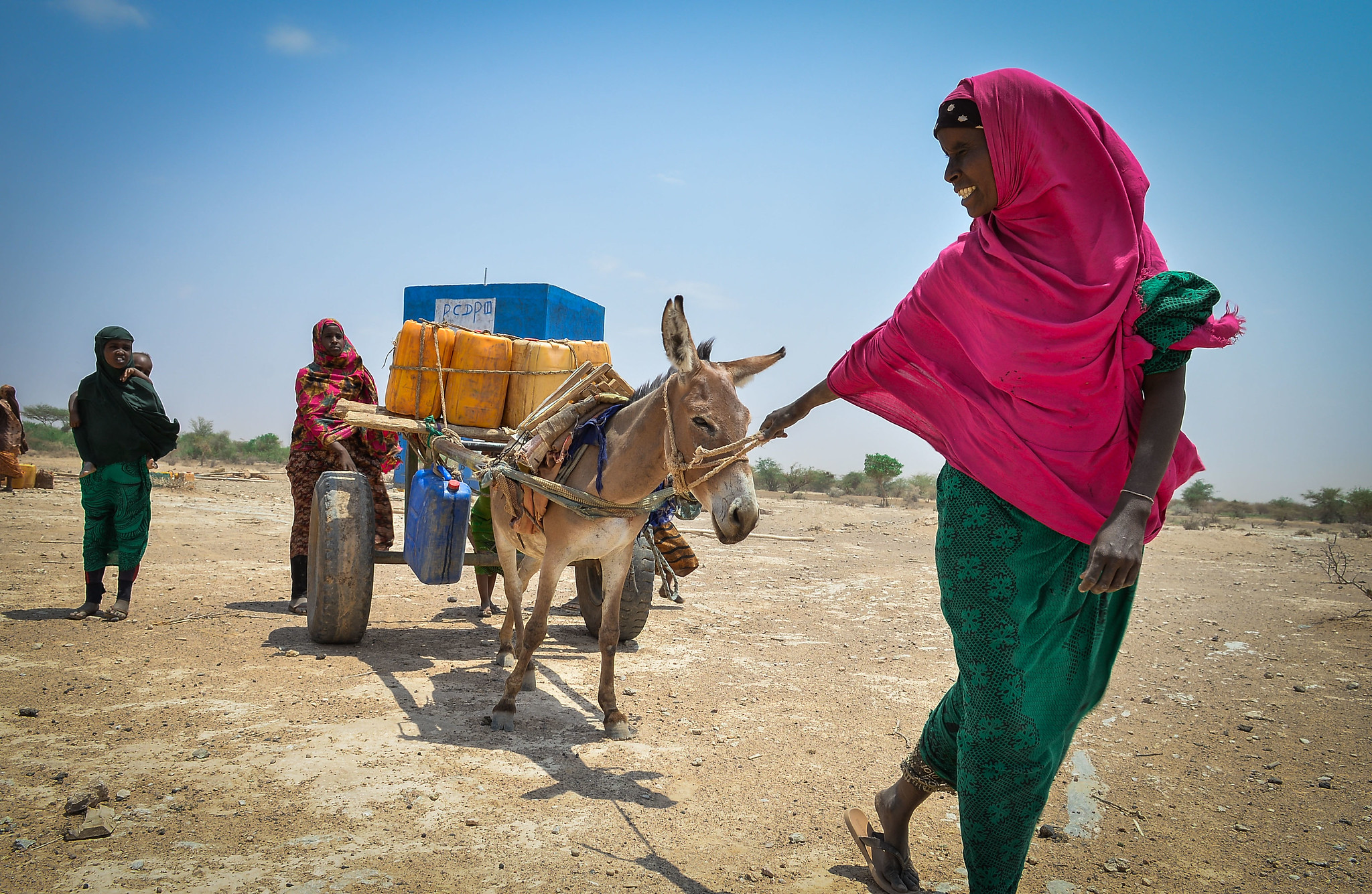 Women with children and a donkey in Ethiopia.