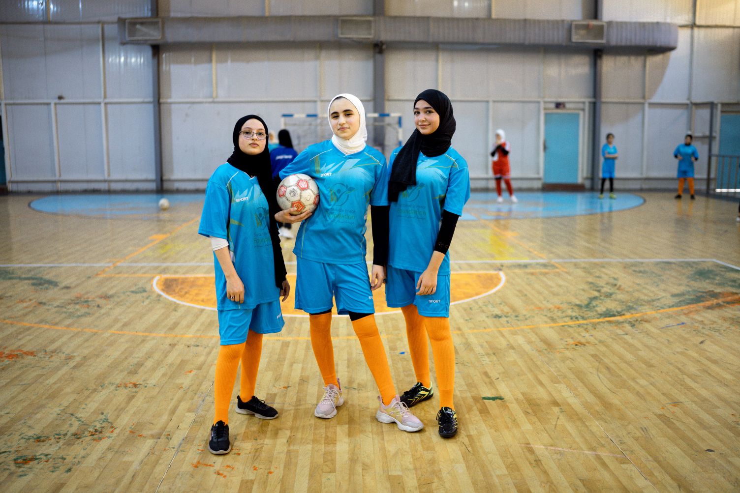 Formerly displaced Iraqi teenagers in a community soccer program.
