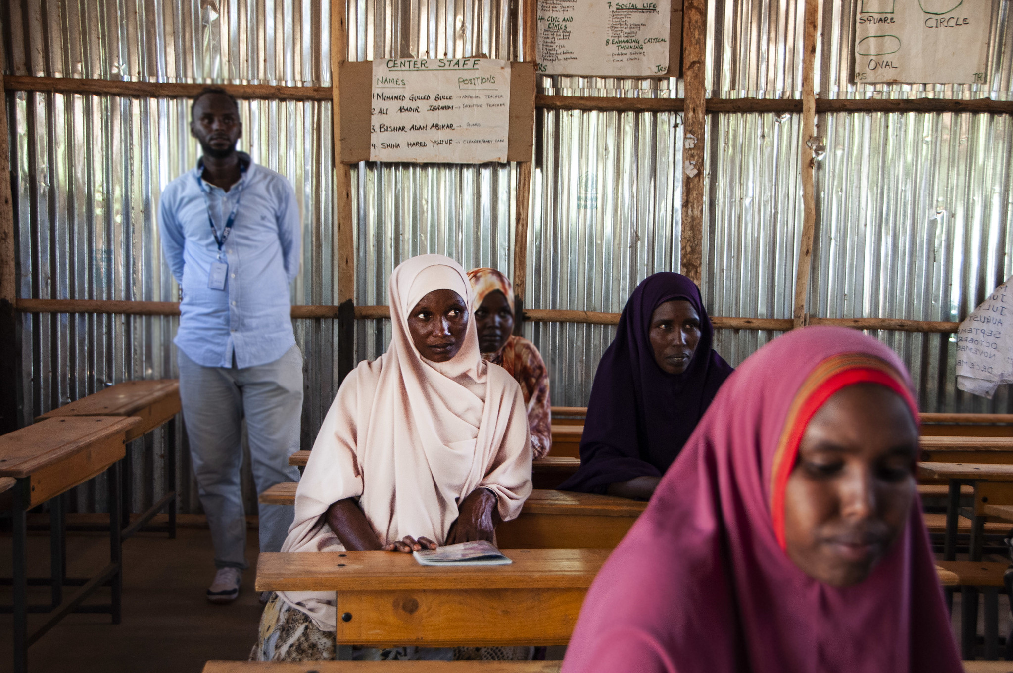 Somali refugees in Ethiopia attend a class.