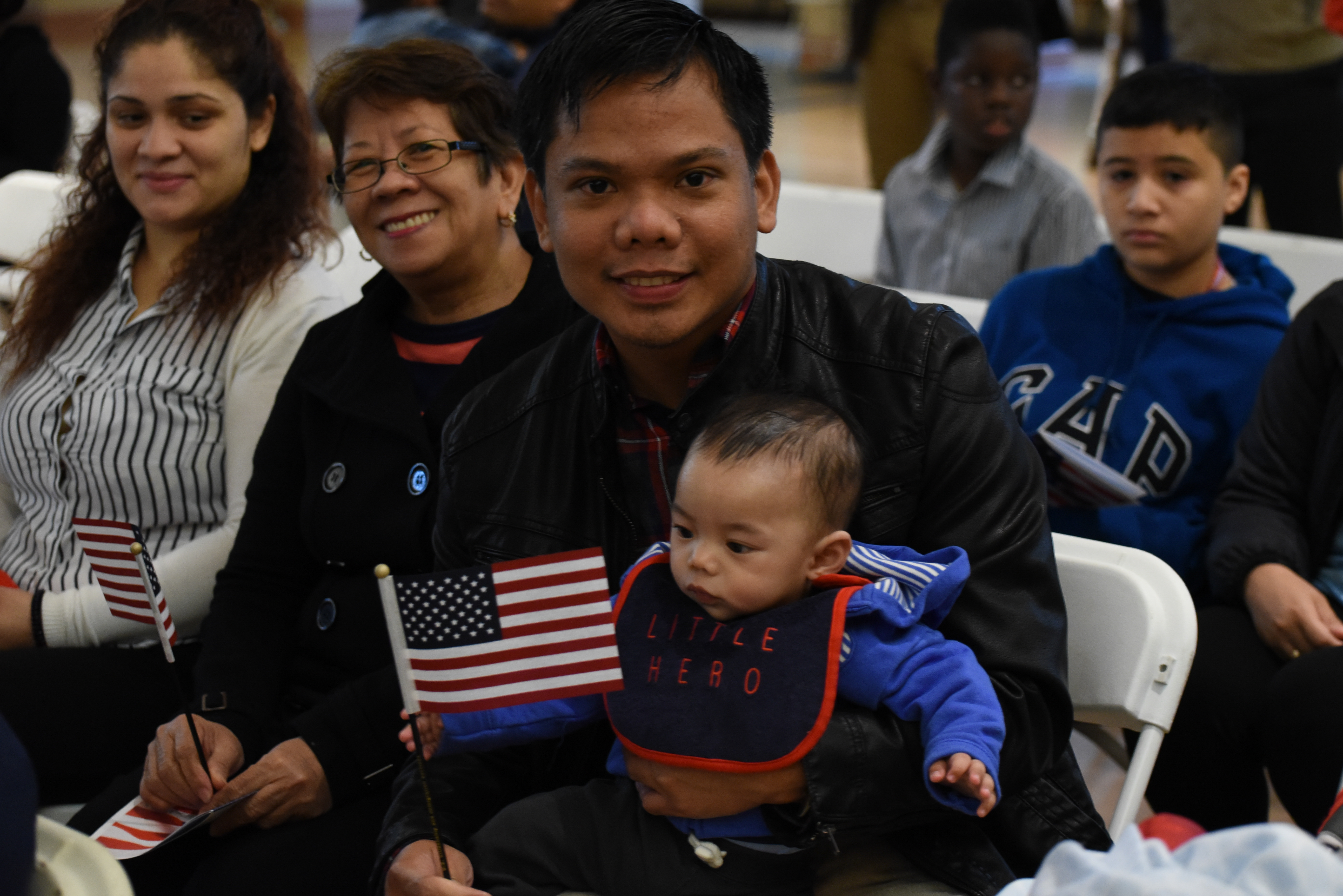 A family at naturalization ceremony