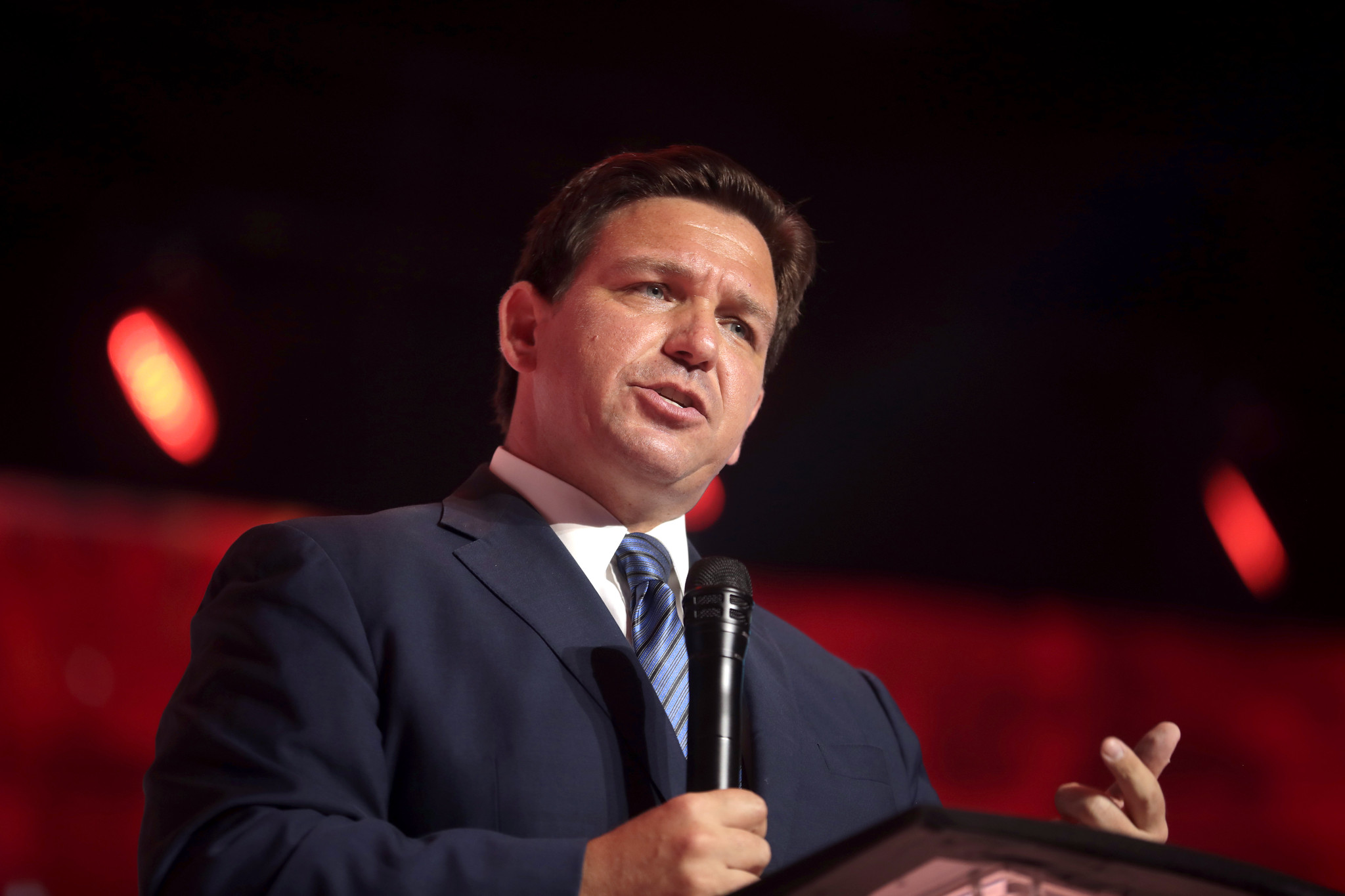 Florida Governor Ron DeSantis at a conference in Tampa.