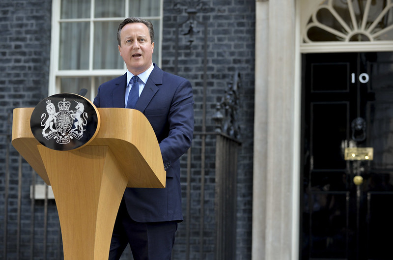 Prime Minister David Cameron speaking outside Number 10 Downing Street